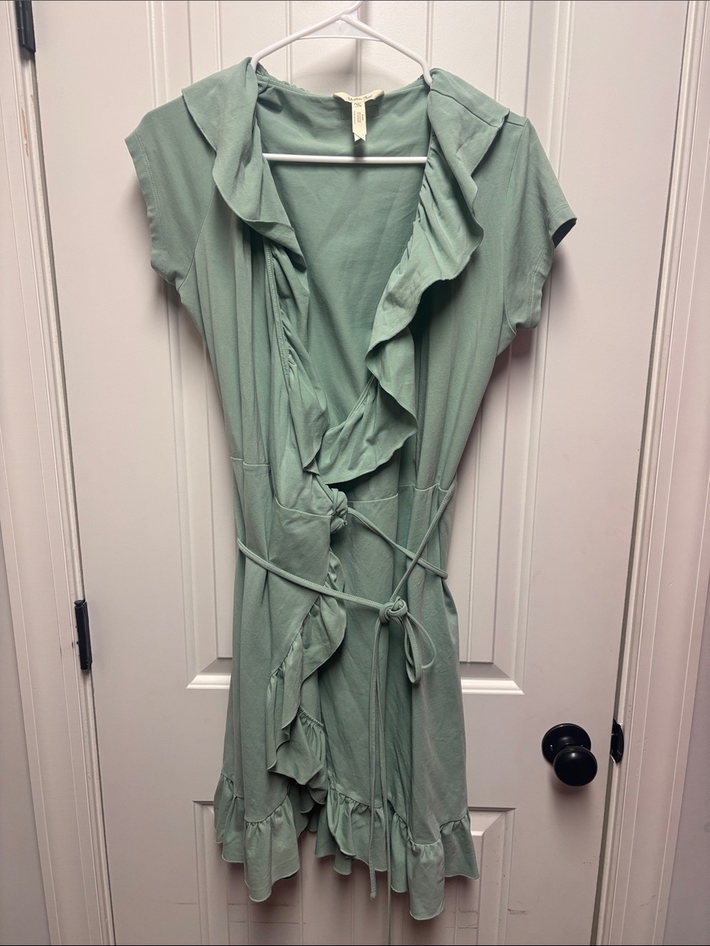 Matilda Jane Sage Green Ruffle Wrap Midi Dress size M